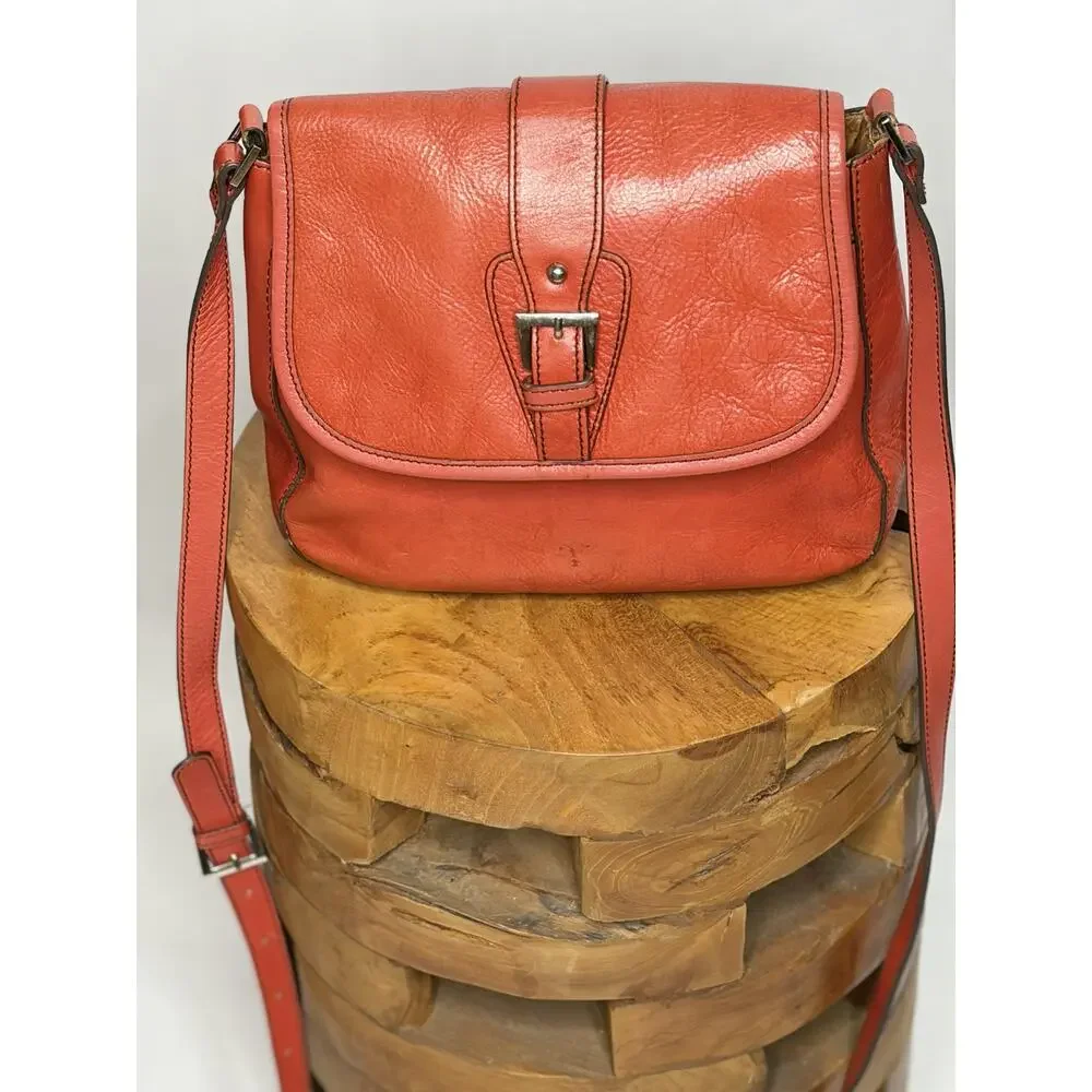 Vintage Etienne Aigner Red‎ Orange Leather Crossbody Messenger Bag Equestrian
